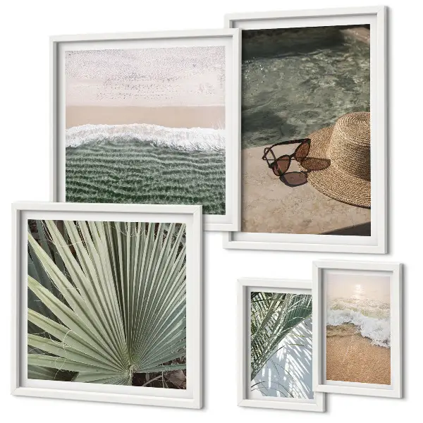 Set de 5 cuadros para salón con elegantes temas acuáticos de vacaciones