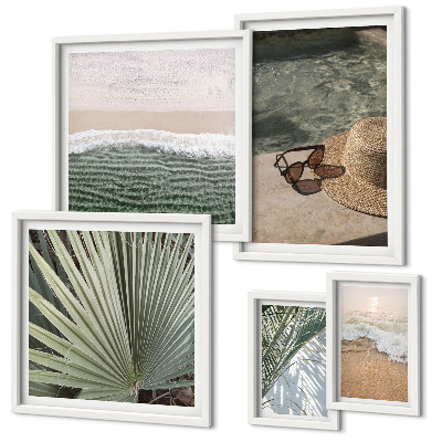 Set de 5 cuadros para salón Elegantes temas acuáticos para vacaciones