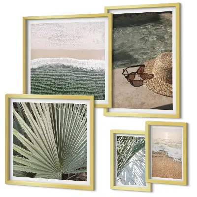 Set de 5 cuadros para salón con elegantes temas acuáticos de vacaciones