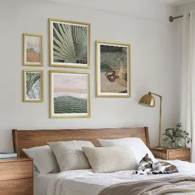 Set de 5 cuadros para salón con elegantes temas acuáticos de vacaciones