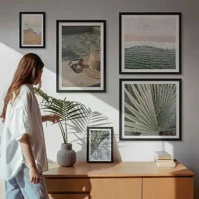 Set de 5 cuadros para salón con elegantes temas acuáticos de vacaciones