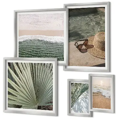 Set de 5 cuadros para salón con elegantes temas acuáticos de vacaciones