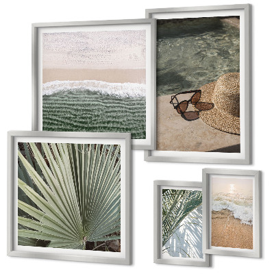 Set de 5 cuadros para salón Elegantes temas acuáticos para vacaciones
