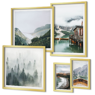 Pared galería de arte Paisajes de montaña, casas, agua