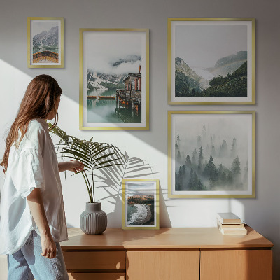 Pared galería de arte Paisajes de montaña, casas, agua