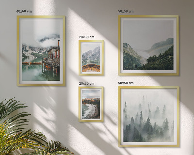 Pared galería de arte Paisajes de montaña, casas, agua