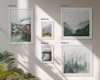 Pared galería de arte Paisajes de montaña, casas, agua