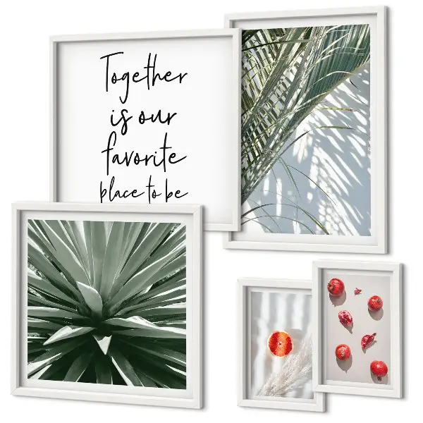 Conjunto de cuadros decorativos con diseño de plantas y frutas de estilo bohemio tropical