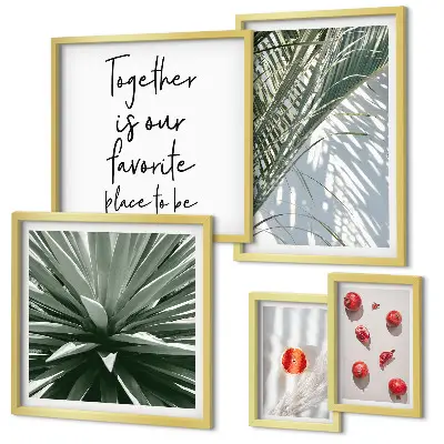 Conjunto de cuadros decorativos con diseño de plantas y frutas de estilo bohemio tropical