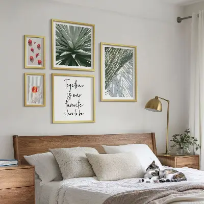 Conjunto de cuadros decorativos con diseño de plantas y frutas de estilo bohemio tropical