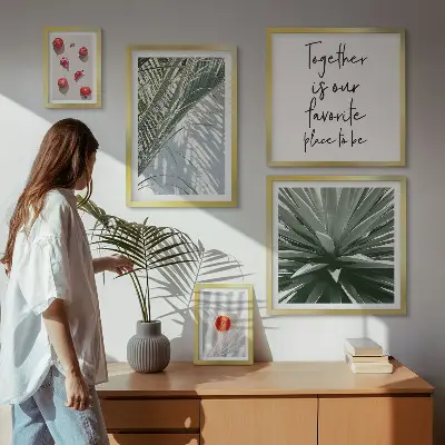 Conjunto de cuadros decorativos con diseño de plantas y frutas de estilo bohemio tropical