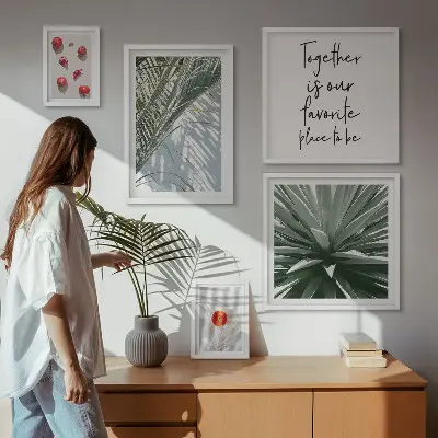 Conjunto de cuadros decorativos con diseño de plantas y frutas de estilo bohemio tropical