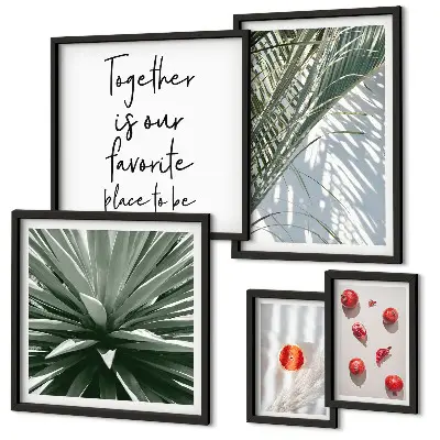 Conjunto de cuadros decorativos con diseño de plantas y frutas de estilo bohemio tropical