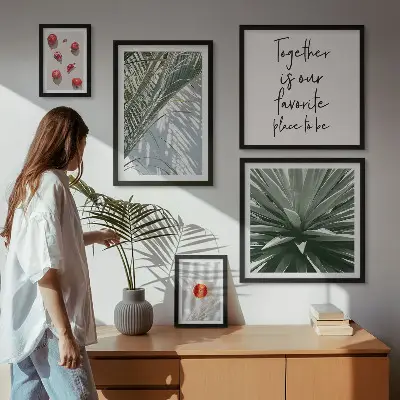 Conjunto de cuadros decorativos con diseño de plantas y frutas de estilo bohemio tropical