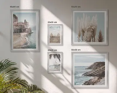 Set de 5 cuadros para salón con diseño de vistas elegantes al mar