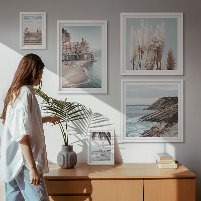 Set de 5 cuadros para salón Vistas elegantes al mar