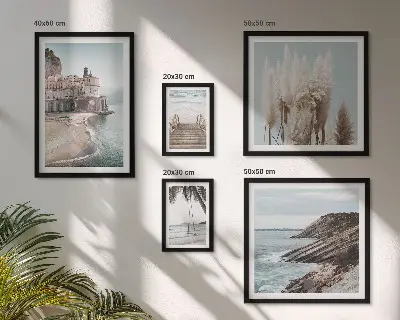 Set de 5 cuadros para salón con diseño de vistas elegantes al mar