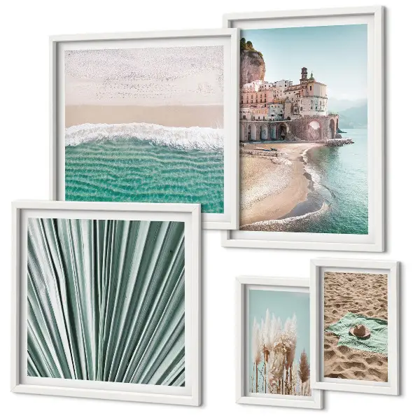 Conjunto de cuadros decorativos con diseño de vistas elegantes al mar