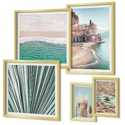 Conjunto de cuadros decorativos con diseño de vistas elegantes al mar