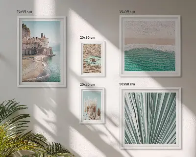 Conjunto de cuadros decorativos con diseño de vistas elegantes al mar