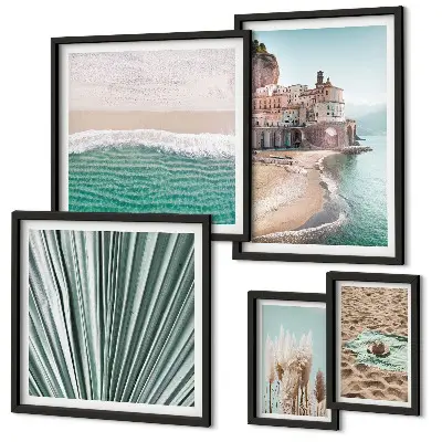 Conjunto de cuadros decorativos con diseño de vistas elegantes al mar