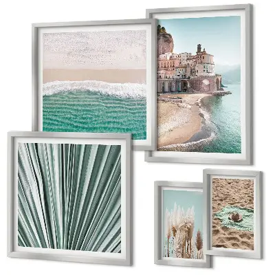 Conjunto de cuadros decorativos con diseño de vistas elegantes al mar