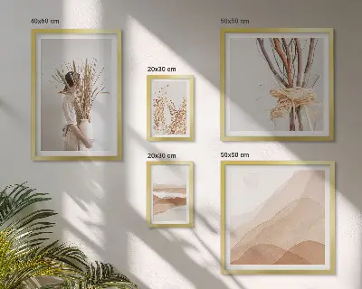 Set de 5 cuadros para salón con paisajes de plantas en estilo bohemio y elegante