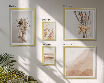 Set de 5 cuadros para salón Paisajes con plantas de estilo bohemio y elegante