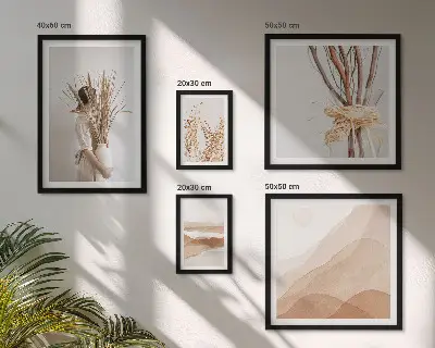 Set de 5 cuadros para salón con paisajes de plantas en estilo bohemio y elegante