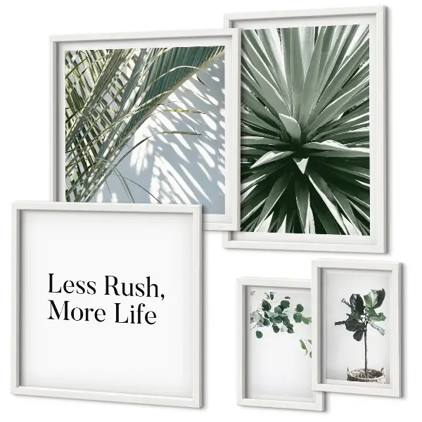 Conjunto de cuadros decorativos diseño moderno con hojas verdes