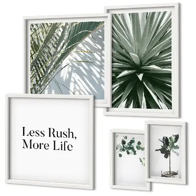 Conjunto de cuadros decorativos diseño moderno con hojas verdes