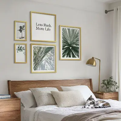 Conjunto de cuadros decorativos diseño moderno con hojas verdes