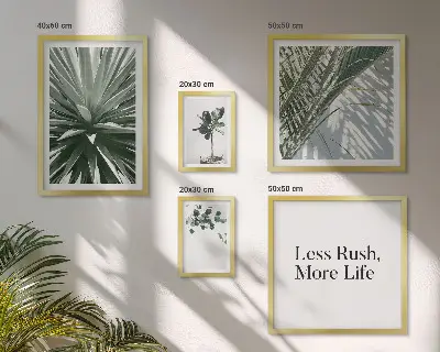 Conjunto de cuadros decorativos diseño moderno con hojas verdes