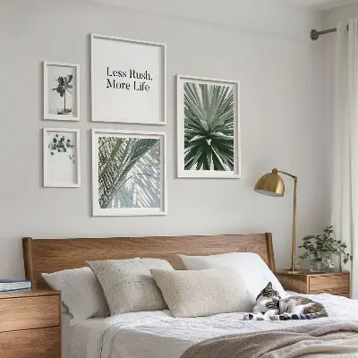 Conjunto de cuadros decorativos diseño moderno con hojas verdes