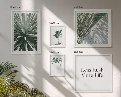 Conjunto de cuadros decorativos diseño moderno con hojas verdes