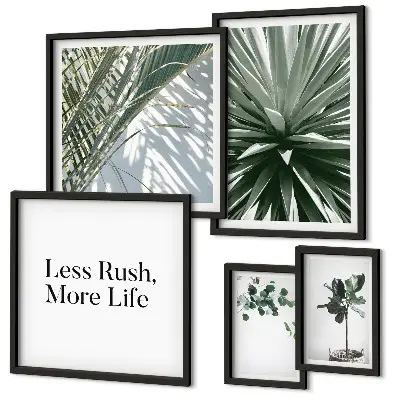 Conjunto de cuadros decorativos diseño moderno con hojas verdes