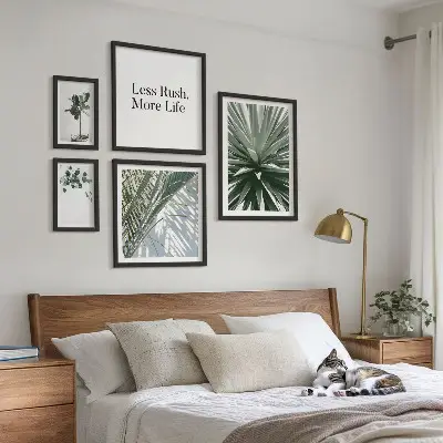 Conjunto de cuadros decorativos diseño moderno con hojas verdes
