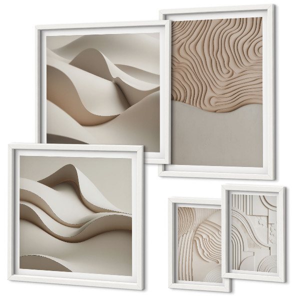 Conjunto de cuadros decorativos Patrones abstractos de color beige