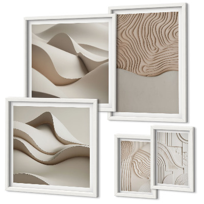 Conjunto de cuadros decorativos Patrones abstractos de color beige