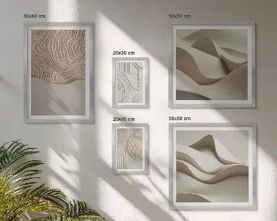 Conjunto de cuadros decorativos con patrones abstractos en color beige