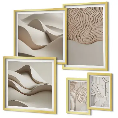 Conjunto de cuadros decorativos con patrones abstractos en color beige