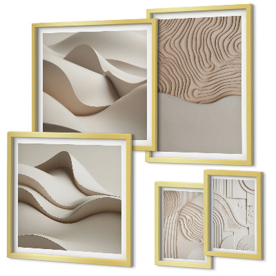 Conjunto de cuadros decorativos Patrones abstractos de color beige