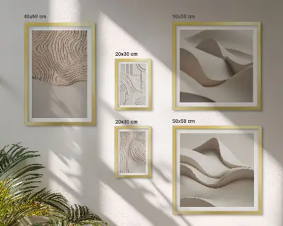 Conjunto de cuadros decorativos con patrones abstractos en color beige