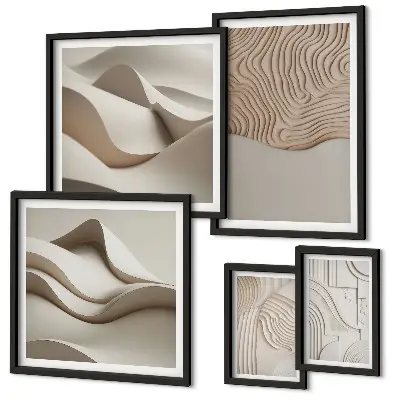 Conjunto de cuadros decorativos con patrones abstractos en color beige