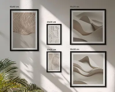 Conjunto de cuadros decorativos con patrones abstractos en color beige