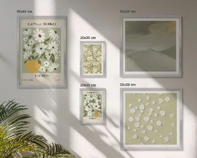 Conjunto de cuadros decorativos con motivos florales urbanos