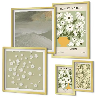 Conjunto de cuadros decorativos con motivos florales urbanos