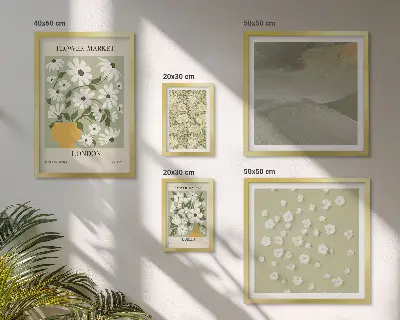 Conjunto de cuadros decorativos con motivos florales urbanos