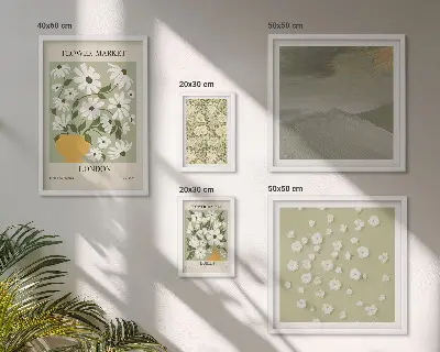 Conjunto de cuadros decorativos con motivos florales urbanos