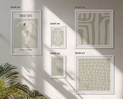 Set de 5 cuadros para salón Gráficos abstractos verdes con estilo